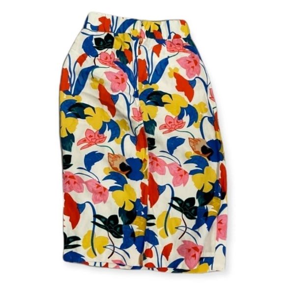 J. CREW White, Red, Blue, Yellow Pintucked in Morning Floral Skirt Size 0 - Picture 5 of 8